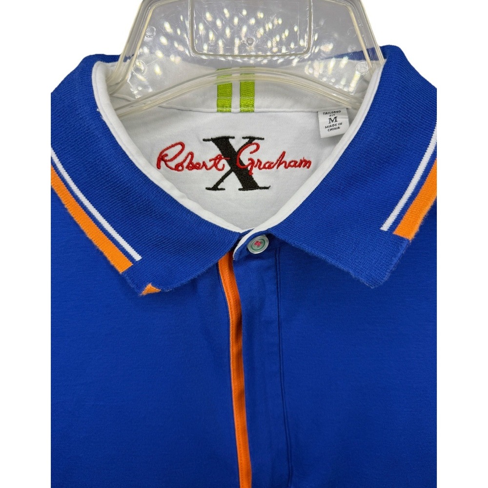 Robert Graham X Men's Medium Blue 1/4 Zip Tailored Fit Short Sleeve‎ Polo Shirt